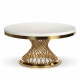 Okrągły złoty stolik kawowy biały marmur Crystal