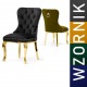 Krzesło glamour Madeline Black noga złota Ludwik